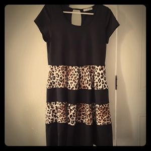 Leopard/ black dress